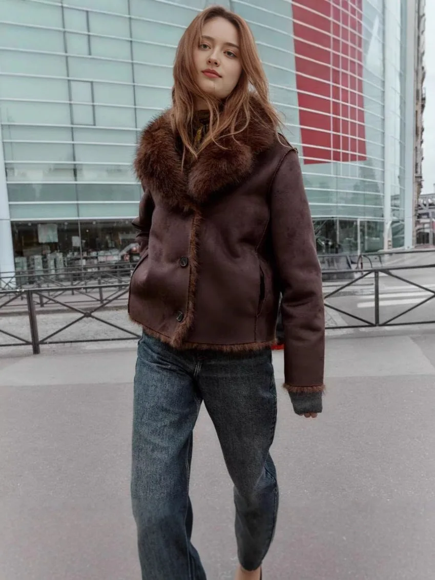 Kunstpelzmantel, lange Mäntel, Damen-Taille, Cinching, reguläres Business-Mädchen, Kawaii-Kaffee, Schnürkapuze, Minimalismus, feminin, verstellbar