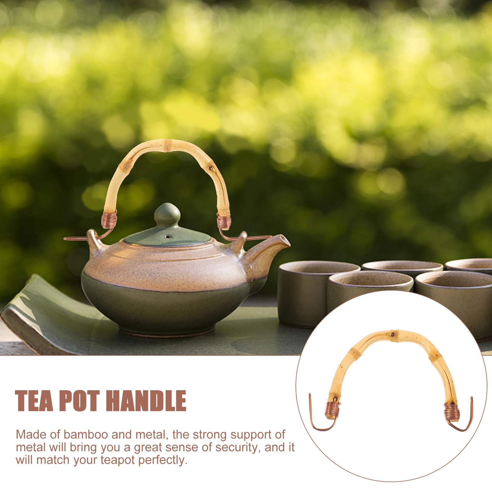 

4pcs Teapot Handle Replacement Bamboo Kettle Handles Wear-Resistant Grip For Household Kettle Accessories Compact Design