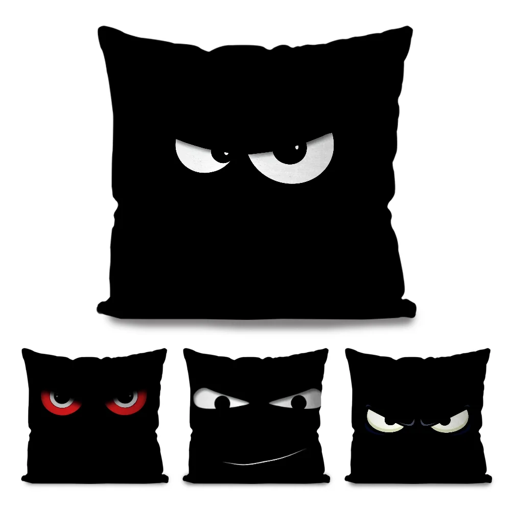 

Black and white eyes Pillow Case Cartoon Sofa Decorative Home Double-sided Printing Short Plush Cute Cushion Cover