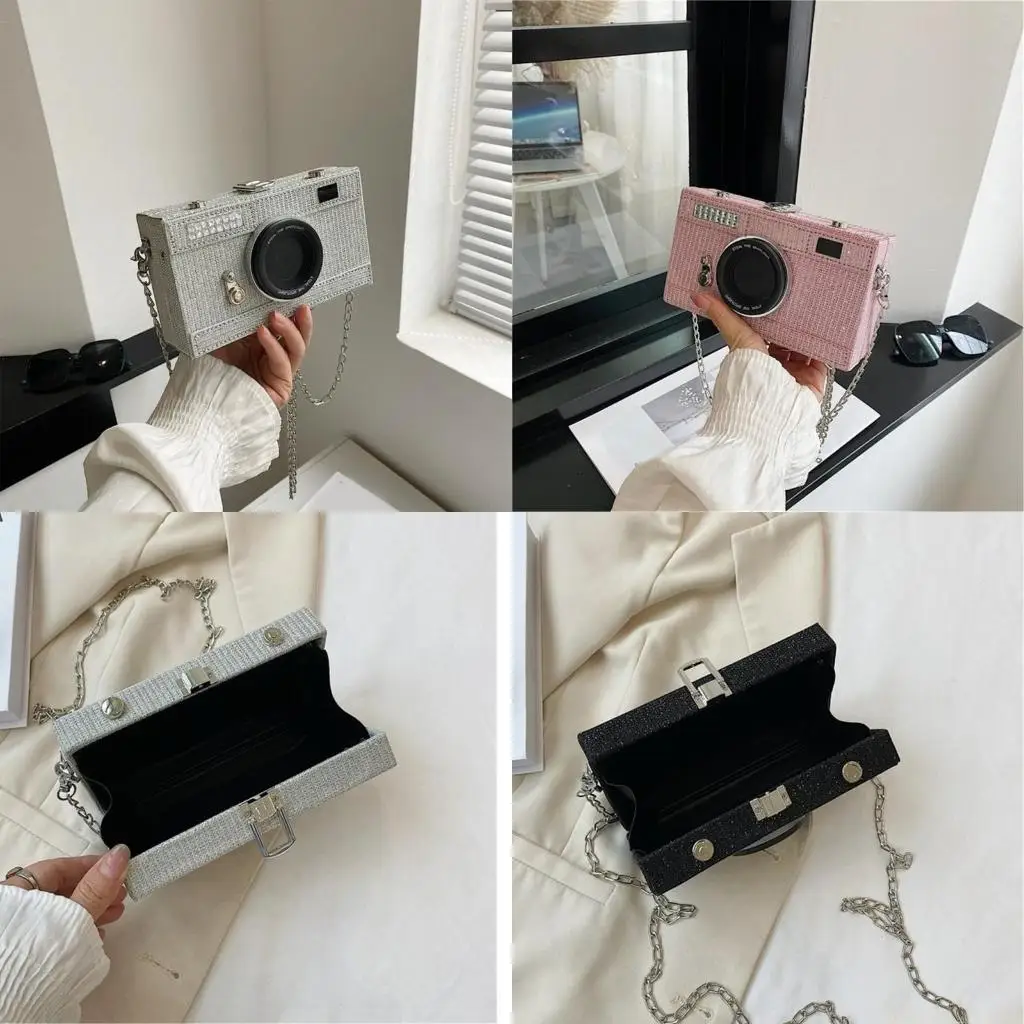 

X90D Women Camera Box Bag PU Leather Messengers Bag Small Crossbody Bag Chain Strap Shoulder Bag Envelope Bag for Daily