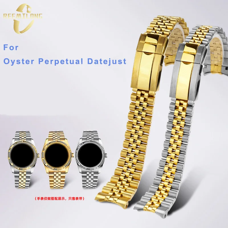 Stainless steel watch strap 20mm Arc interface metal Jubilee silver gold men women watchband For Rolex Oyster Perpetual Datejust