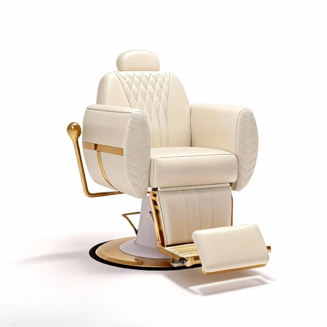 Luxury Synthetic Leather Barber Chair 360 Degree Rotation Adjustable Recliner Hydraulic Salon Round Base Barber Shop Equipment