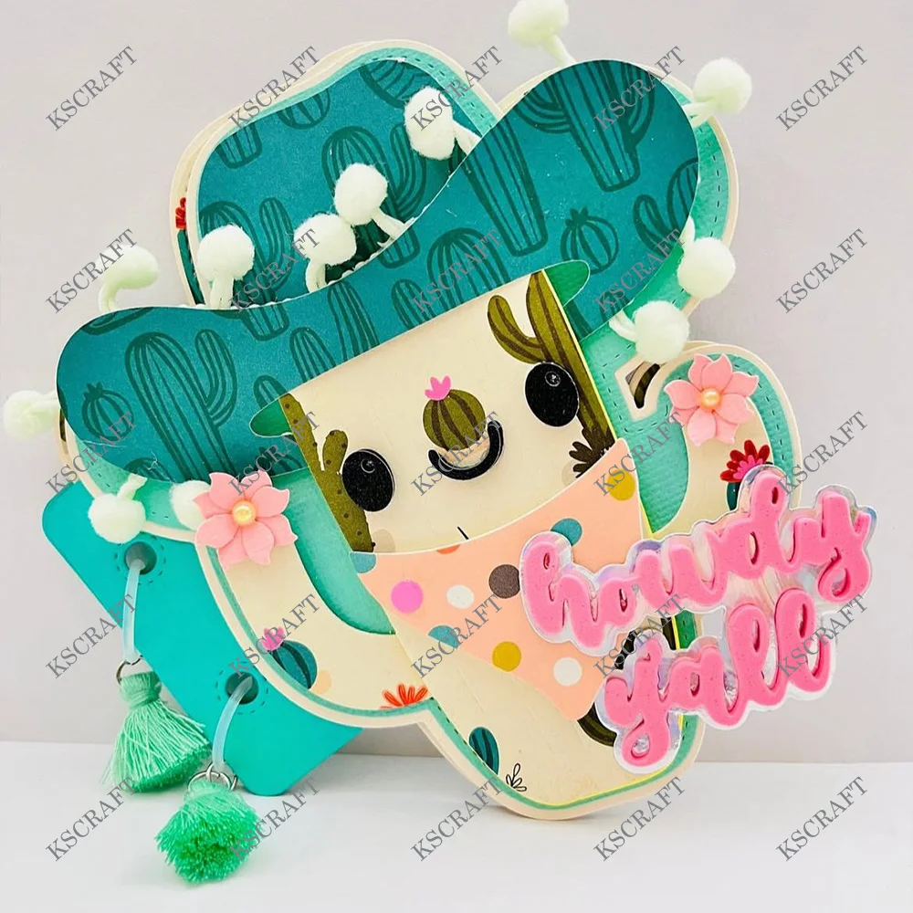 KSCRAFT Cowboy Cactus Mini Album Cutting Dies Stencils for DIY Scrapbooking Decorative Embossing DIY Paper Cards