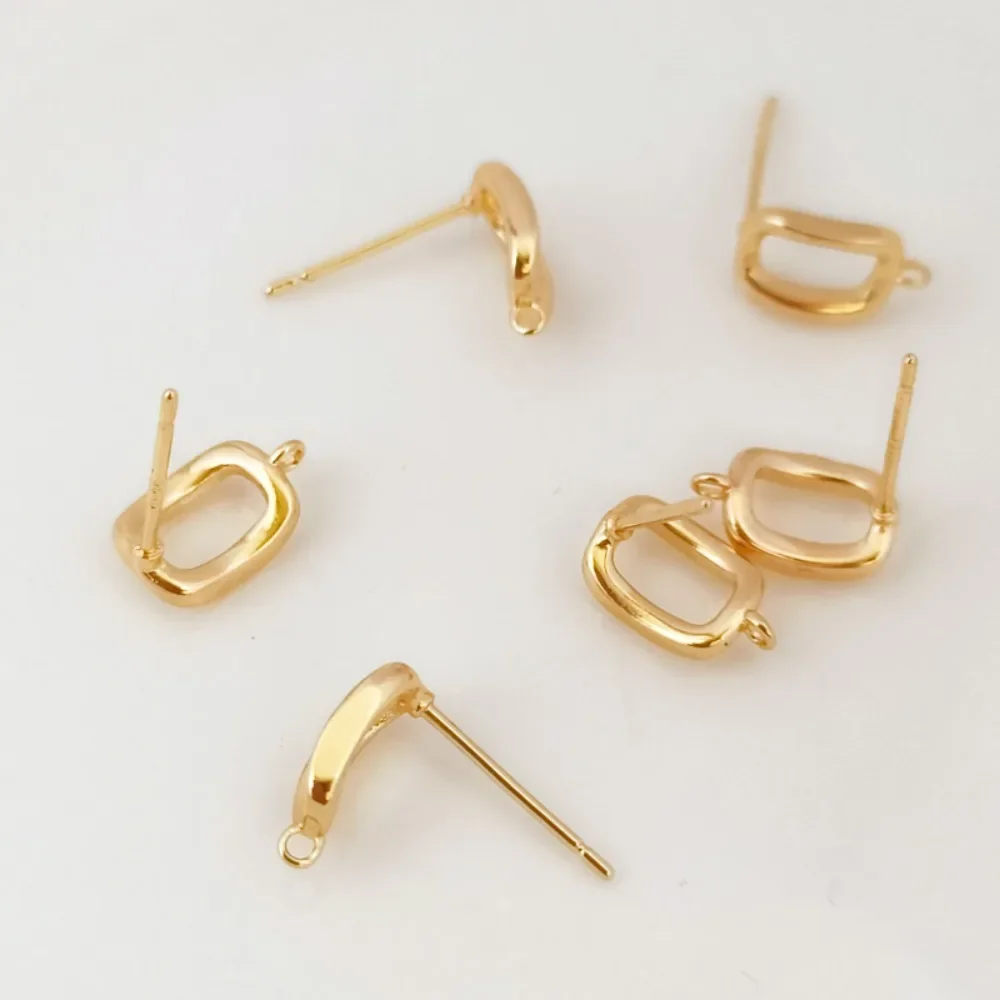 

14K Gold-plated Square S925 Silver Ear Pins, Pendant Earrings, Ear Studs, Small, Handmade DIY Accessory Material