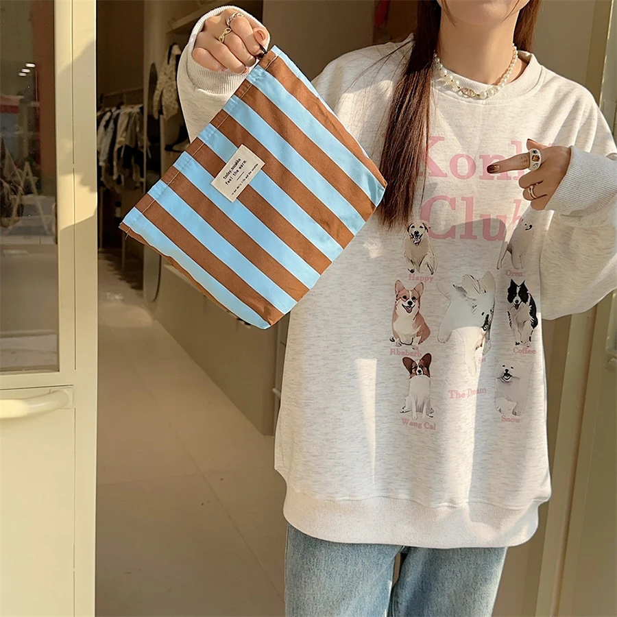 Vertical Stripe Cosmetic Bag Women's Cosmetic Bag Small Bag Storage Makeup Case Travelling Bags For Ladies Pencil Storage Bag image 5