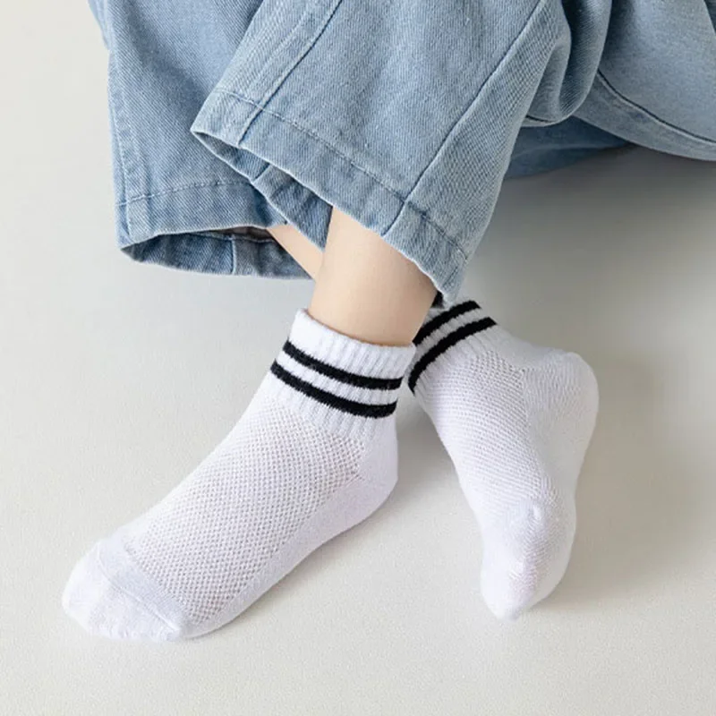 Summer New Children Cotton Socks Girl Boy Baby Fashion Black White Gray Socks For 1-12 Years Kids Teen Student Socks
