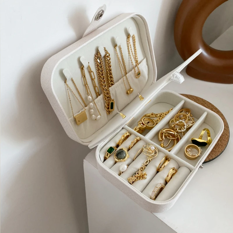 

Korean Simple Jewelry Box, Earrings, Necklace, Ring Storage, Portable Travel