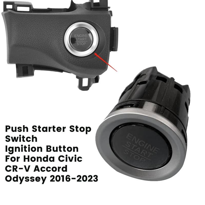 Car Start Switch Ignition Button 35881-TBA-A01 For Honda Civic CR-V Accord Odyssey 2016-2023 Push Starter Stop Button