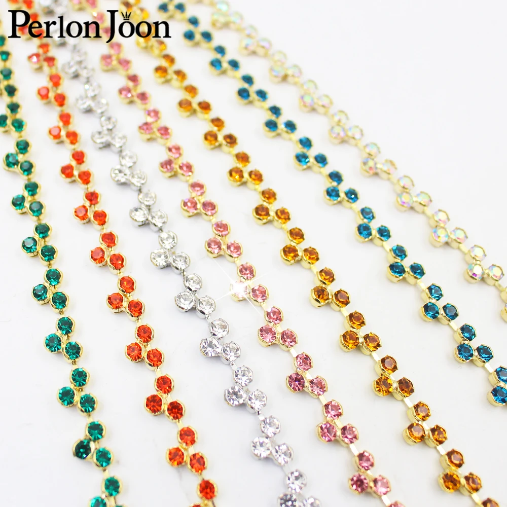 1 Yard Crystal Drill Metal Chain Decoration Dress Women Clothing Shoes Belt Accessories Multicolour DIY Rhinestone Trim ML208