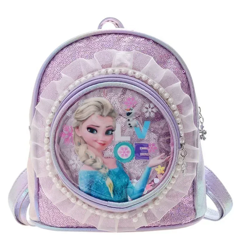 

Disney Frozen Elsa Mommy bag Backpack Mini pu Princess Sequins Schoolbag diaper bag Cartoon