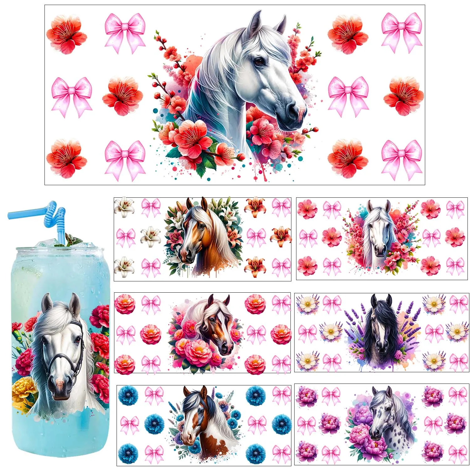 1/5PCS Bundle Elegant Style horse UV DTF Transfer Sticker DIY Decals 3D transfers uvdtf stickers 16oz uv dtf cup wraps