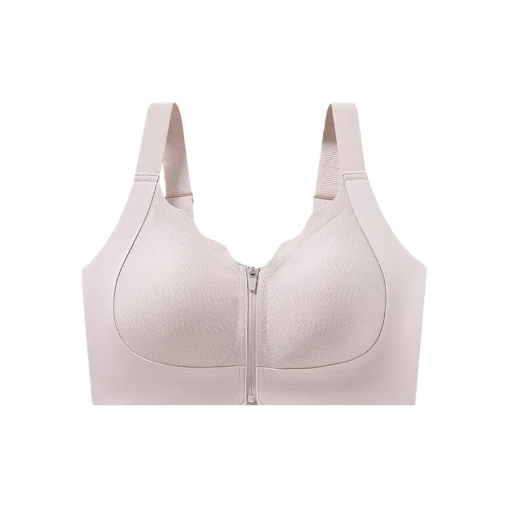 Sujetador Simple con absorción de impacto y cremallera frontal, Push Up, sujetador inalámbrico sin costuras, lencería de copa fija, ropa interior para mujer, práctica de Yoga