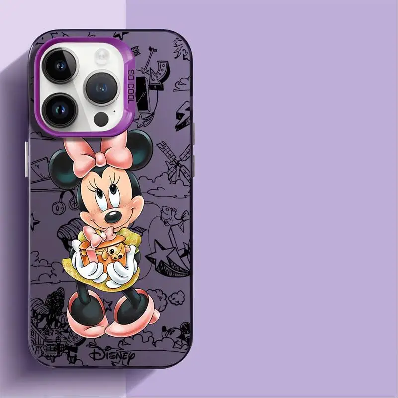 Case For Apple iPhone 11 13 15 Pro Max 14 Plus 12 16 Hard Phone Cover Silicone Shockproof Protective Funda Cartoon Mickey Minnie