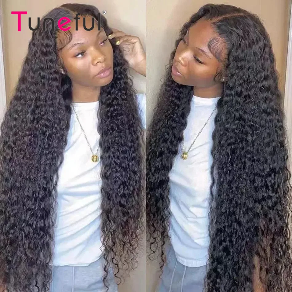 Premium 10A 13x6 HD Lace Front Human Hair Wigs 40 Inch Long Brazilian Deep Curly Lace Frontal Wigs Full And Bouncy Curly Wig