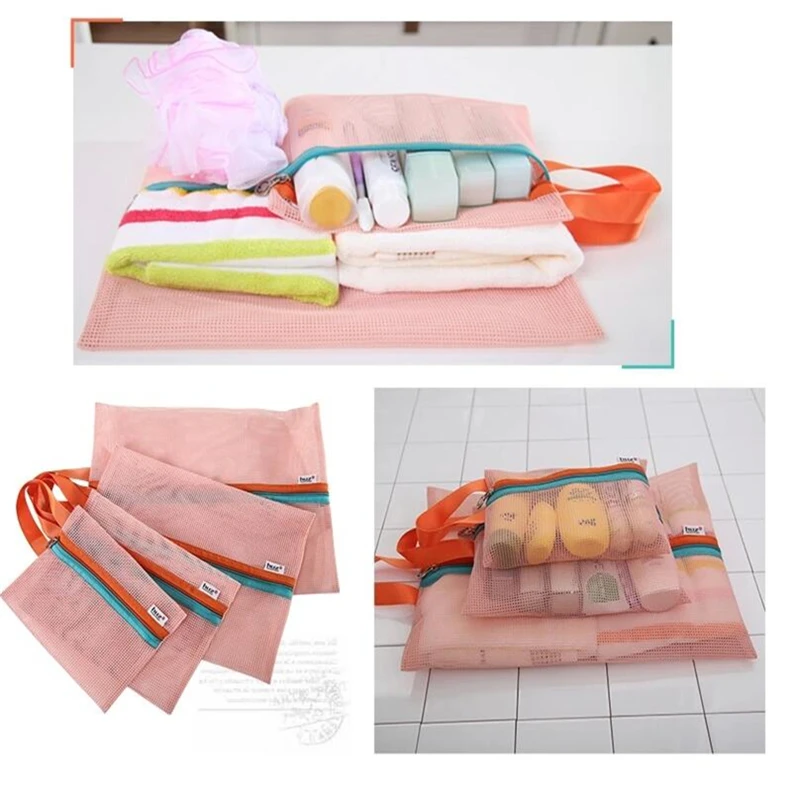 4pcs/set Travel Storage Bag Portable Travel Mesh Bag Case Toiletry Clothes Underwear Hanging Storage Bag Organizer Pouch i896418