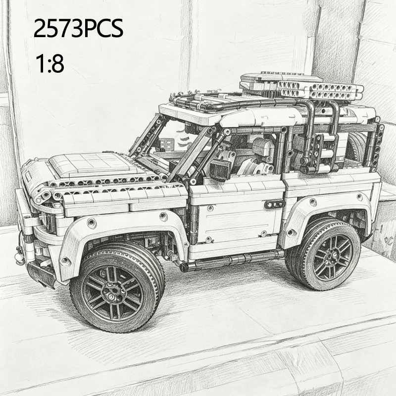2573PCS 1:8 Technical Defender Off Road Car Model Building Blocks Assemble Bricks SUV Vehicle Educational Toys Gift