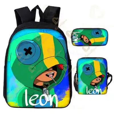 Adisputent 3pcs Bag Set Boys Schoolbags Kid Leon School Backpack Boy Bookbag Student Schoolbag Kid Pen Pencil Bag Back To School