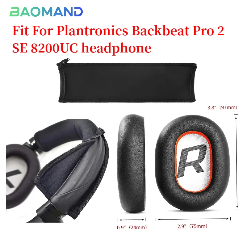 

Replacement Protein Leather Ear Pads Cushion Cover Earpads for Plantronics Backbeat Pro 2 SE 8200UC Headset