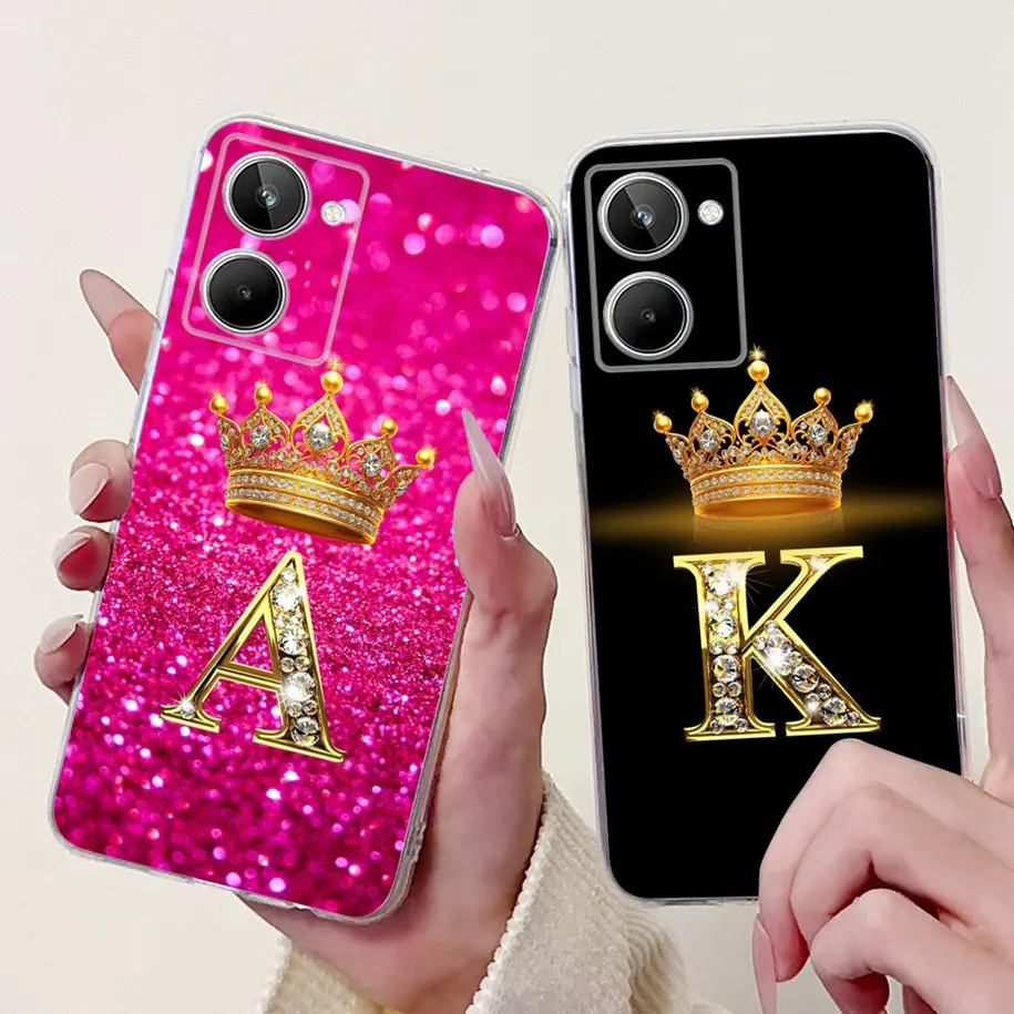 For Realme 10 Pro Case Cute Crown Letters Soft Silicone Clear Fundas Back Cover For Realme 10 Pro Plus Realme10 4G RMX3630 Coque