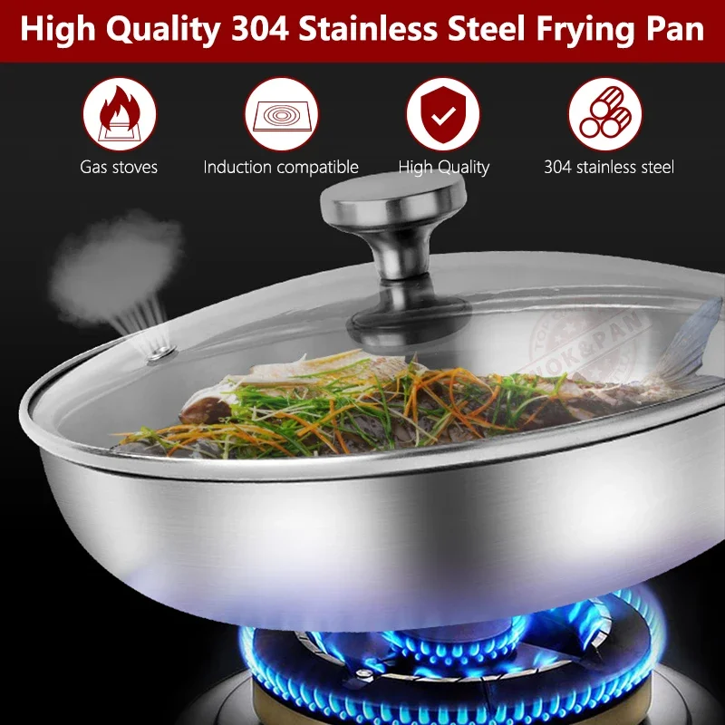 22-28cm Inch Tri-ply 18/8 Stainless Steel Chef's Pan,Frying Pan with Lid,Induction Pan,Pot and Pan Set,Dishwasher and Oven Safe