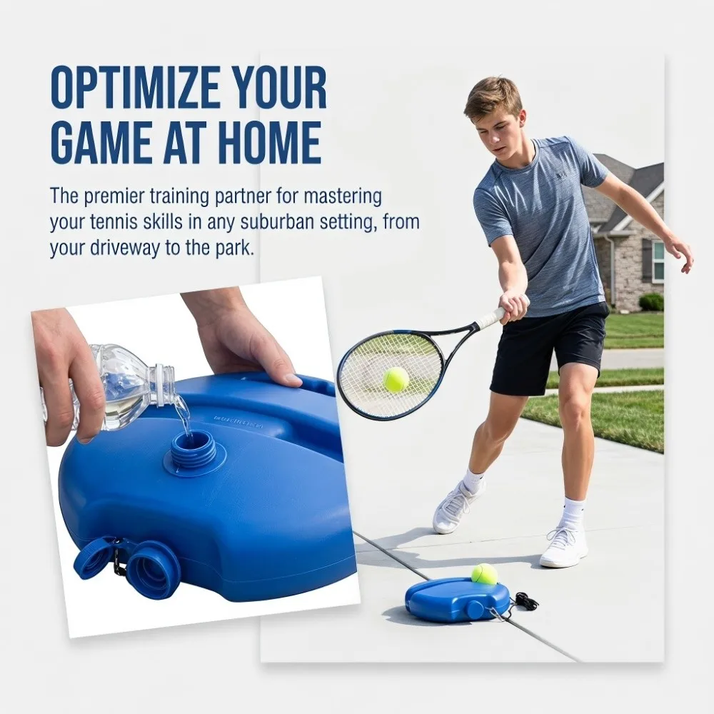 3pcs Elastic Cord Tennis Trainer Round Base Adjustable Rope Practice Tool Tethered Ball Hook Clip Rebound Trainer
