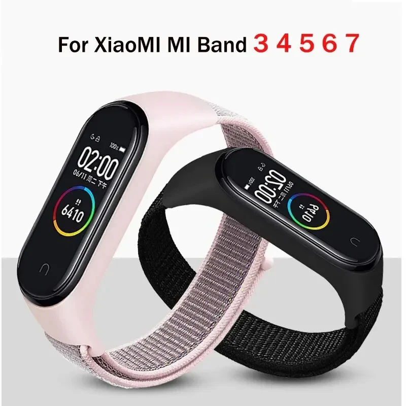 Bucle de nailon para Xiaomi Mi Band 7-7 nfc Smartwatch pulsera deportiva Miband7 Correa pulsera de repuesto banda inteligente 7 6 5 4 3 Correa