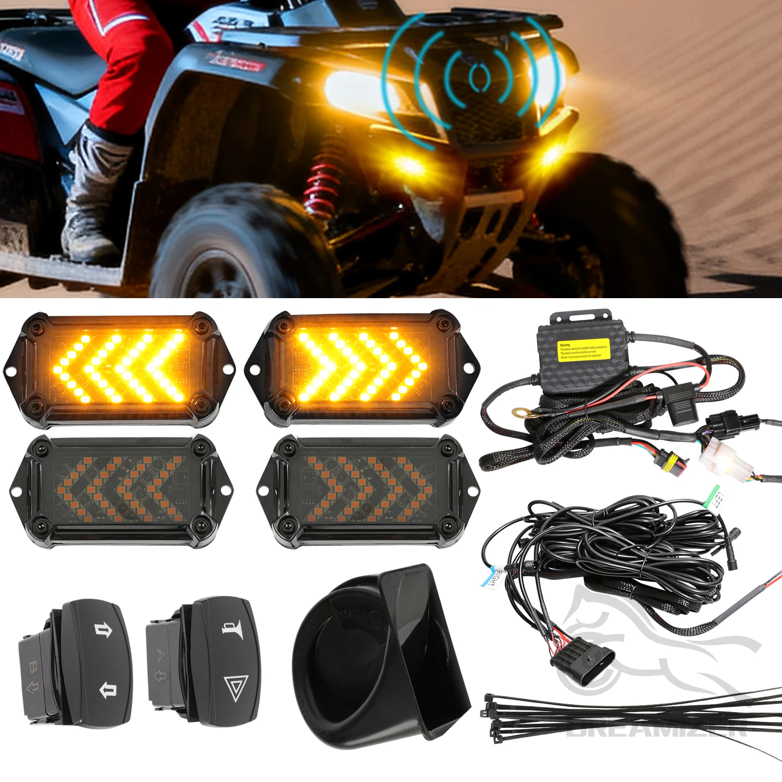 UTV LED Turn Signal Light Horn Street Legal Kit For Can Am Outlander 500 700 Universal Street Legal Turn Signals