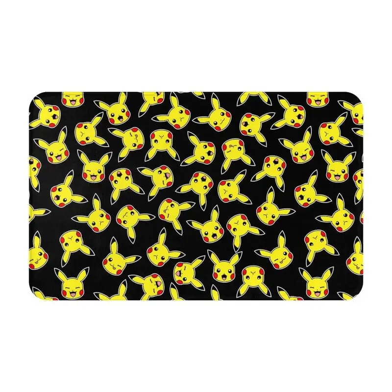 Custom Cartoon Animation Pokemon Pikachu Front Floor Door Entrance Mats Outdoor Bath Kitchen Doormat Toilet Carpet Rug