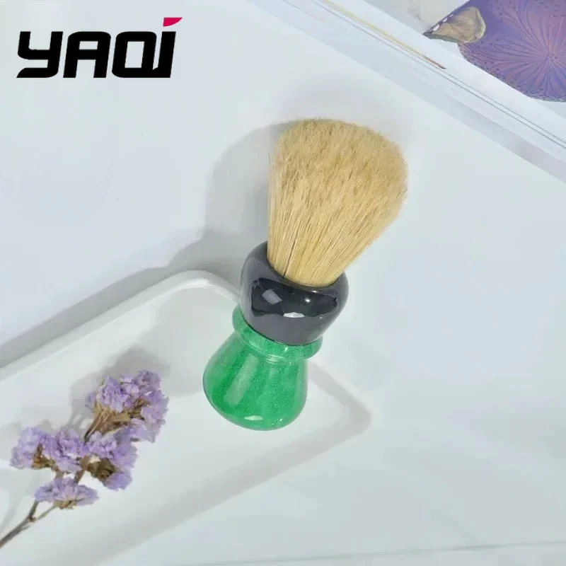 الرجال فرش الحلاقة الرطبة yaqi فرشاة الحلاقة الرطبة YAQI الأخضر فايبر 24 مللي متر الخنزير الخشن مقبض فرشاة الحلاقة للرجل الحلاقة الرطب