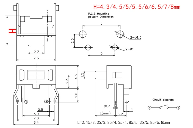 40PCS Momentary Tact Switch 12V Push Button Tactile Switch 3x6x4.3/4.5/5/5.5/6/6.5/7/8mm 260GF