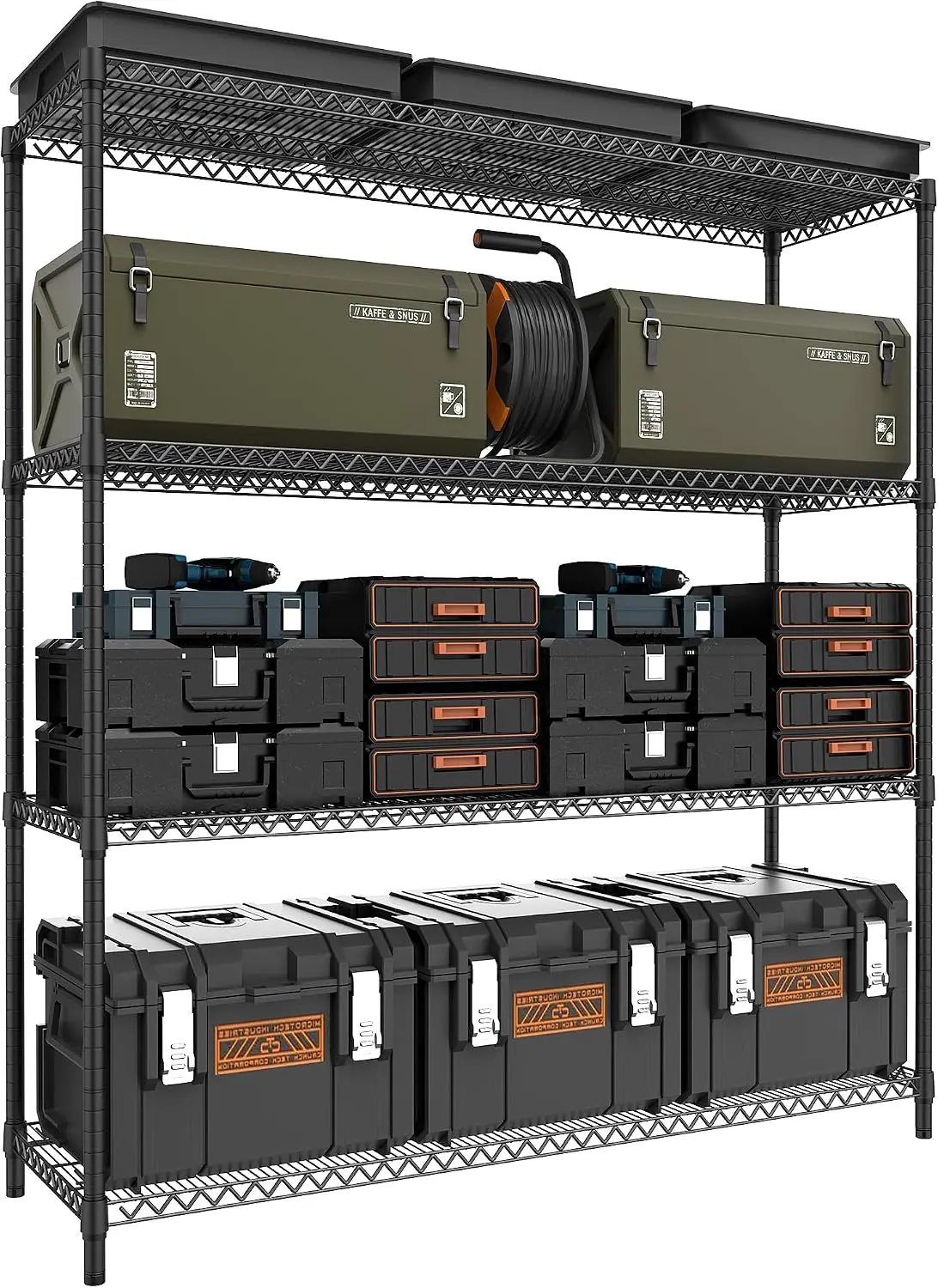 Black 4-Tier Adjustable Metal Wire Storage Shelving Unit, 17.7
