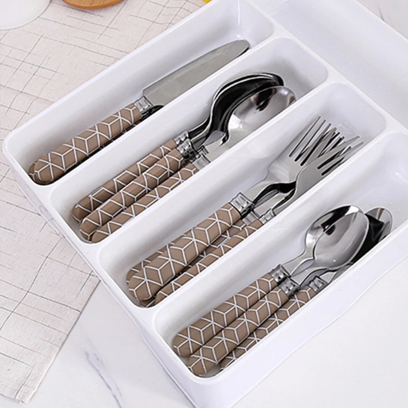 Kitchen Tools Drawer Organizer Tray Spoon Forks Cutlery Separation Finishing Rack Storage Box Portable Cutlery Container Box