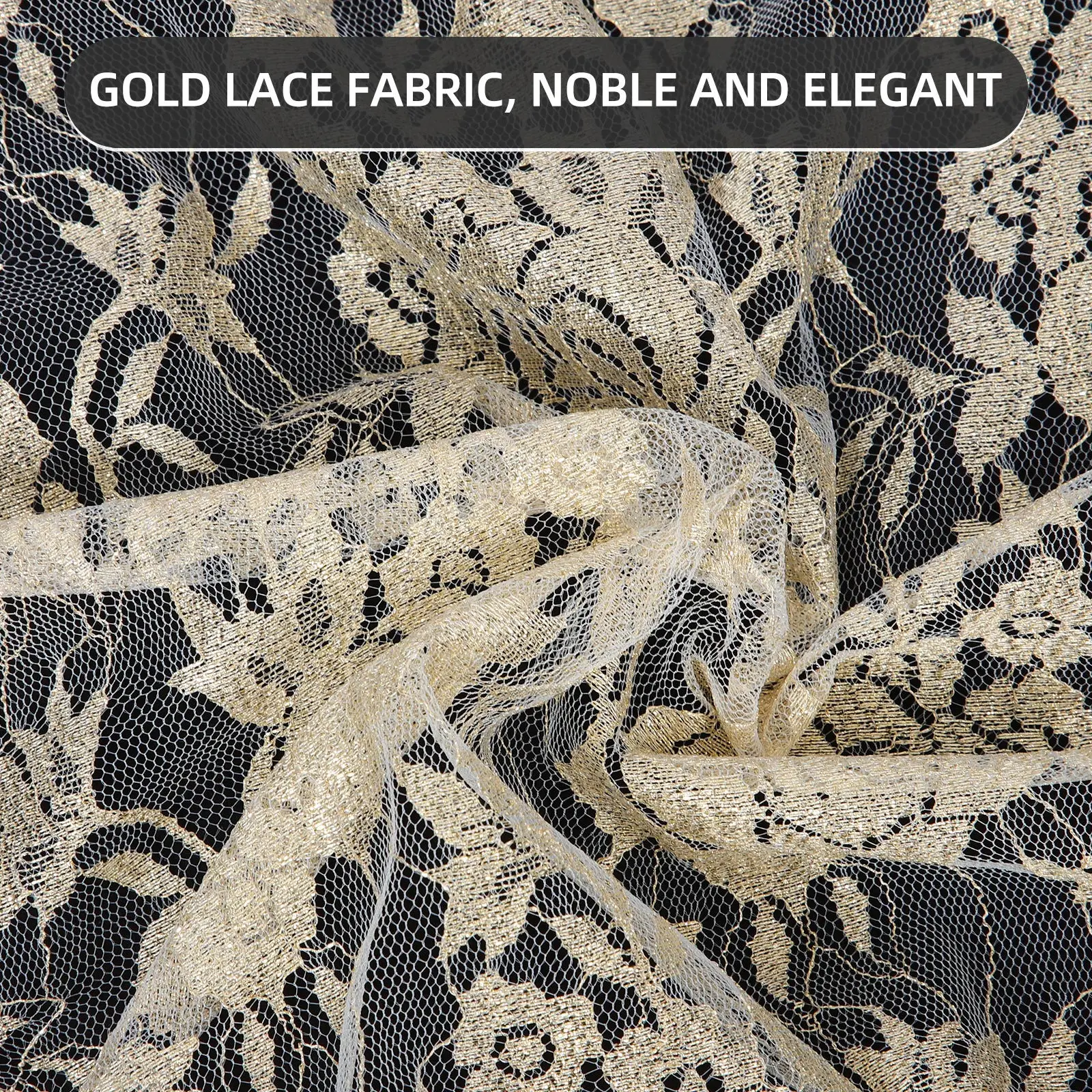 

1 Sheet Cuttable Golden Lace Fabric For Dress Diy Sewing Lightweight Soft Breathable Wedding Craft Decorative Trimming