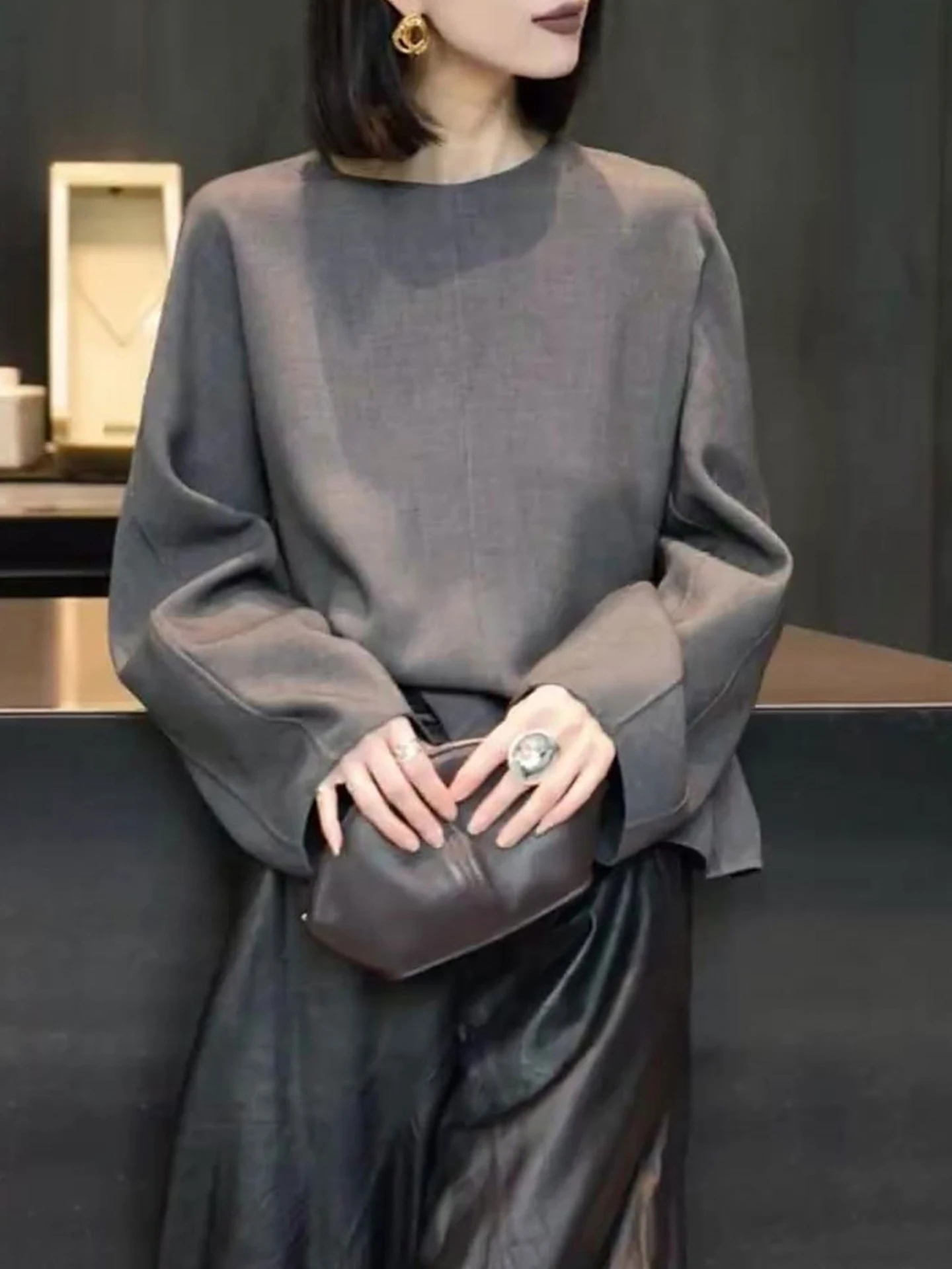 

Новинка! Женский шерстяной топ в корейском стиле с длинным рукавом, свободного кроя, с цветным дизайном, для повседневной носки, осенняя коллекция.