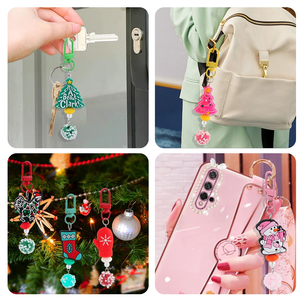 New Silicone Beads Pendant Santa Claus Christmas Series Gifts Pendant For KeyChain Backpack Bracelet DIY Jewelry Accessories