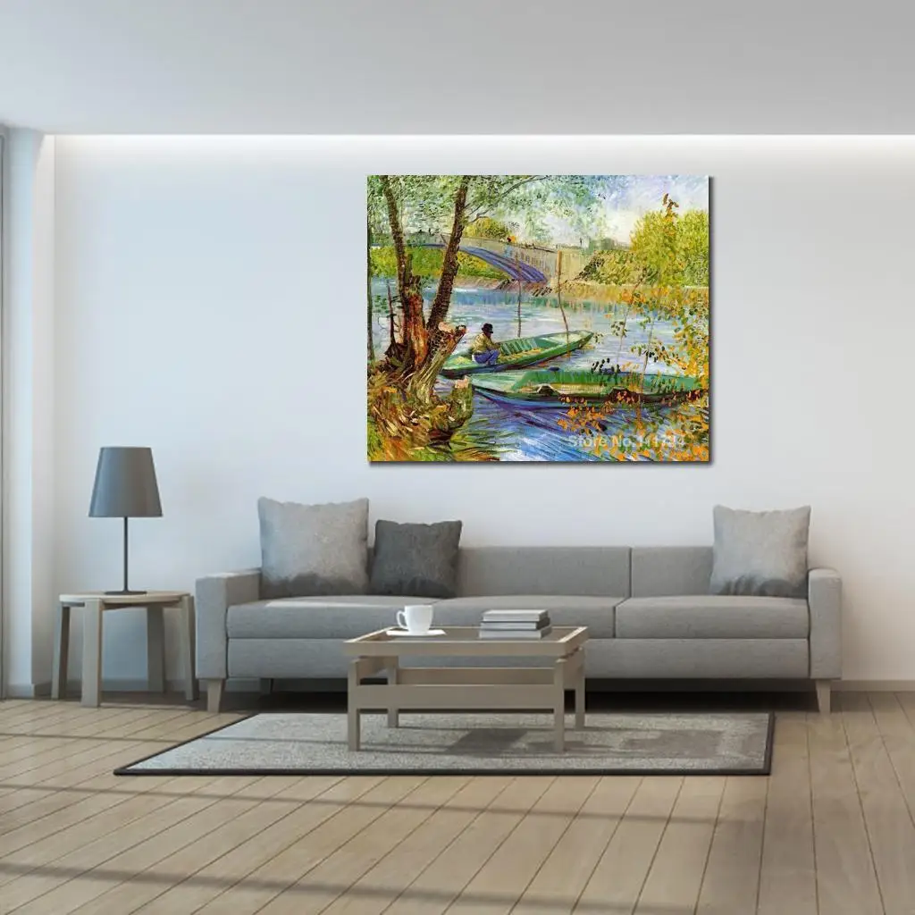 

Paintings by Vincent Van Gogh Fishing in Spring Hand Painted Art on Canvas High Quality