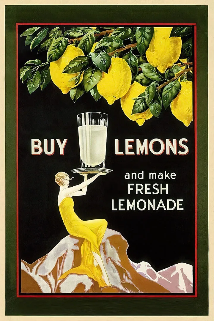 1920s Advertising Buy Lemons Make Fresh Lemonade Wall Art Home