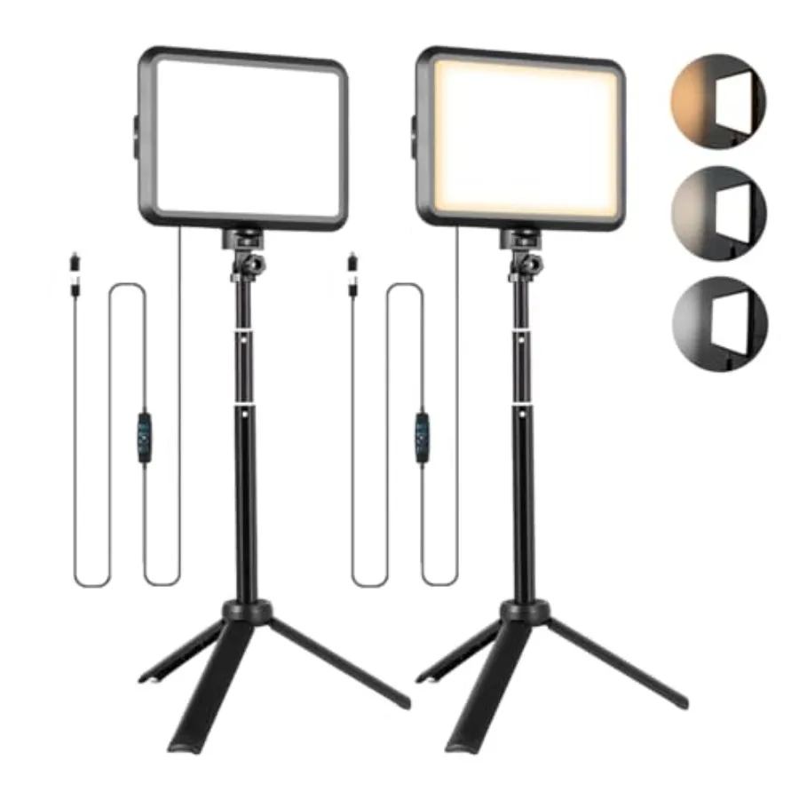 

NiceVeedi LED Photography Lighting Kit 2Pack 8 Portable Video Light with Adjustable Tripod Stand 2800K6500K Dimmable Softlight