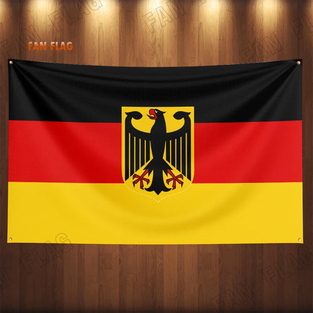 Germany National Emblem Flag 3x5Fts 90X150cm double penetration polyester hanging Germany National Emblem Flag banner