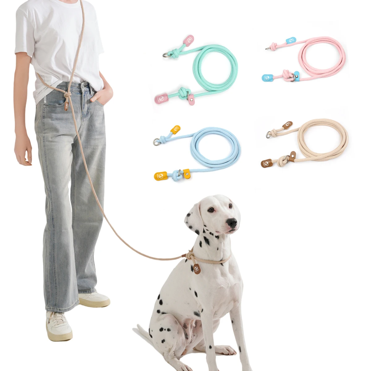 Small Dog Leash Multifunctional Pet Collar Lead Rope Waist Crossbody Leashes Dog Walking Exercise Running Easy Control Lead