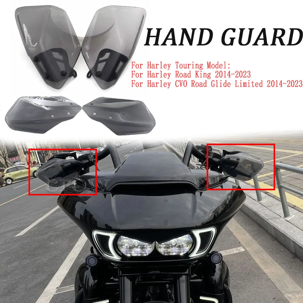 For Harley Touring Street Glide CVO Road Glide Road King 2014-2023 Motorcycle Windshield Handguards Shield Hand Guard Protector