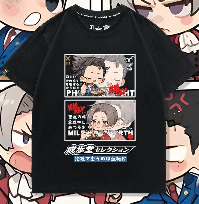 

Ace Attorney Anime Cosplay T-shirt Short Sleeve Unisex Men Woman TEE