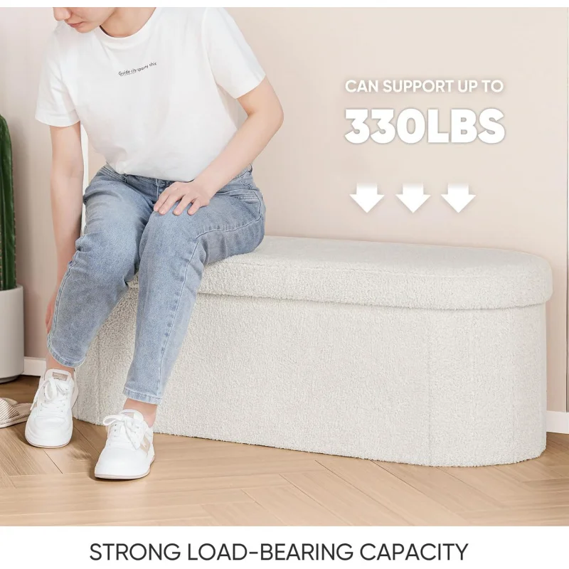 مسند مع مساحة تخزين لغرفة المعيشة، مسند قدم عثماني للتخزين قابل للطي من شيربا، غرفة نوم قابلة للطي مقاس 43.3 بوصة. #5