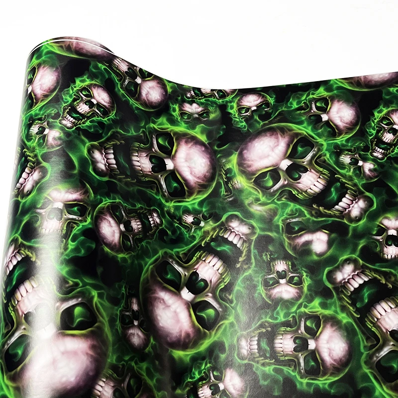 Green Skull Sticker Bomb Graffiti PVC Waterproof Vinyl Wrap Film With Air Release Self Adhesive DIY Car Motorcycle Sticker