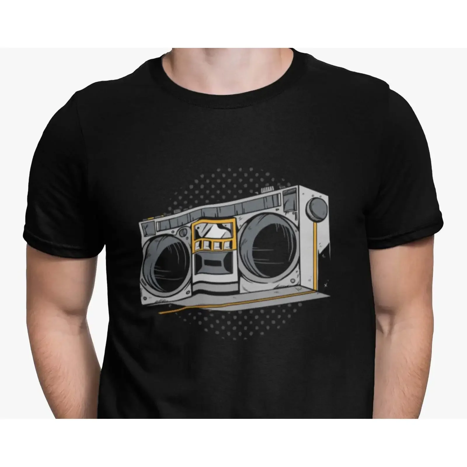 Vintage 80s 90s Boombox Radio T Shirt for Men Retro Hip Hop Music DJ  Casual Birthday  vintage Washed Top For Everyday Wear