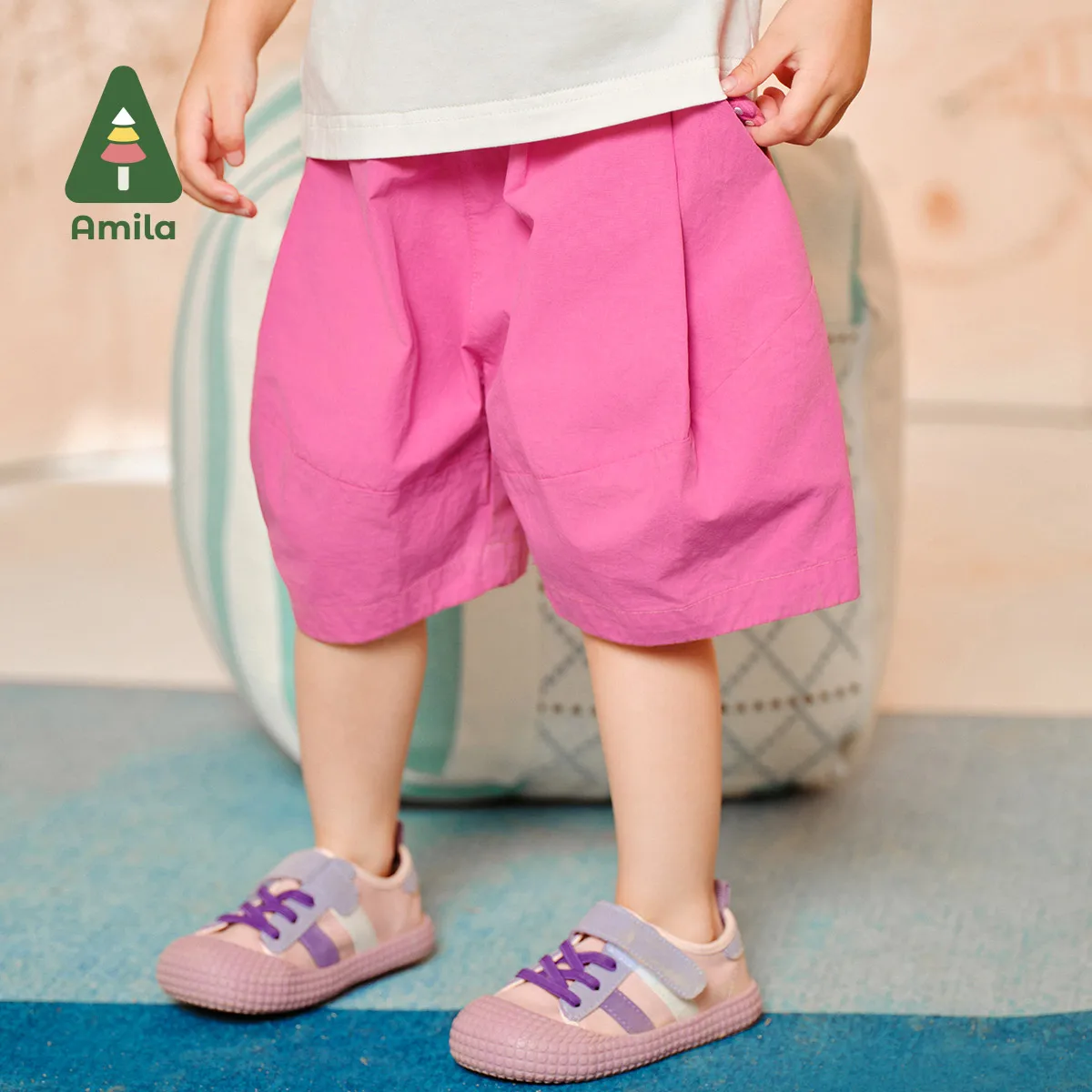 Amila 2024 Summer New Boys Girls Bottom Solid Color Five-point Shorts High Quality Multiple Pants 0-6Y