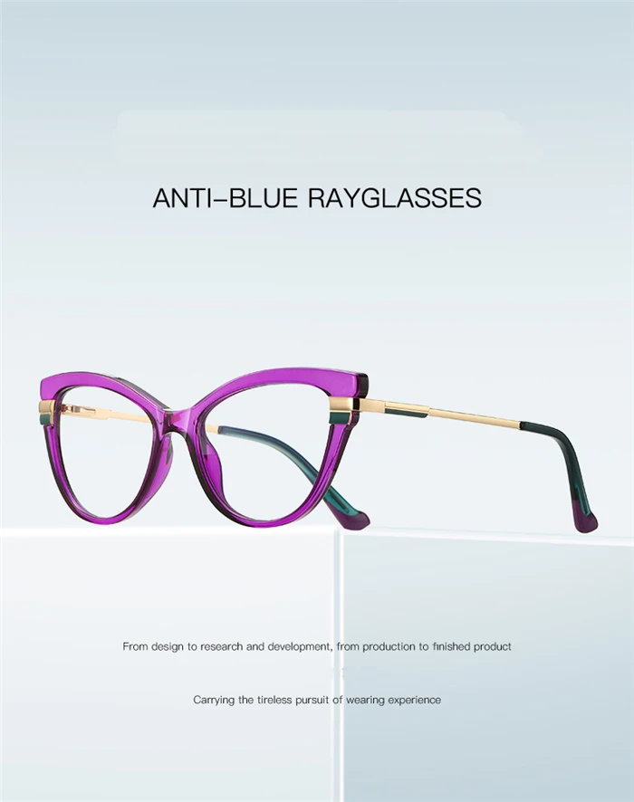 Lila Rahmen Cat Eye Minus Sight Kurzsichtige Brille für Frauen Federscharnier Student Kurzsichtigkeitsbrille 0 -0,5 -0,75 bis -6,0 – Detail 1