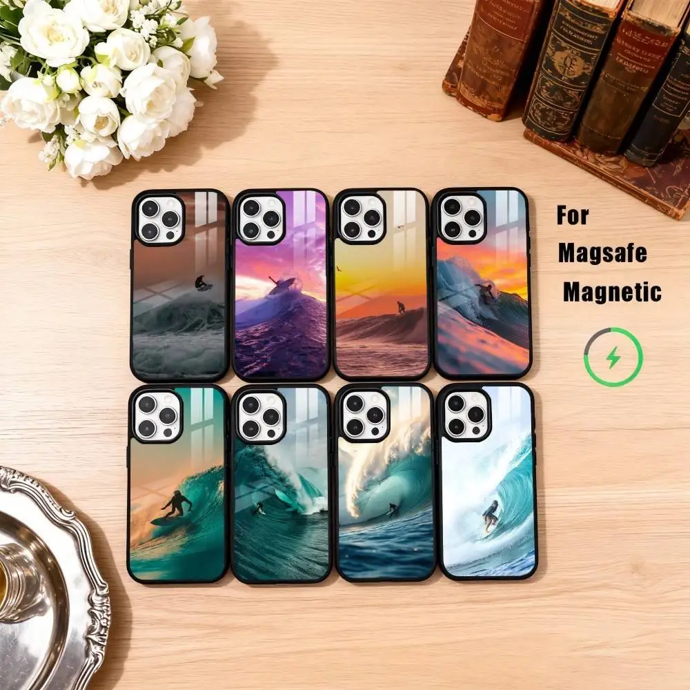 

S-Surf Beach Rips C-Curls Phone Case For iPhone17,16,15,14,13,12,11 Plus,Pro Max Magnetic For Magsafe Wireless Charging