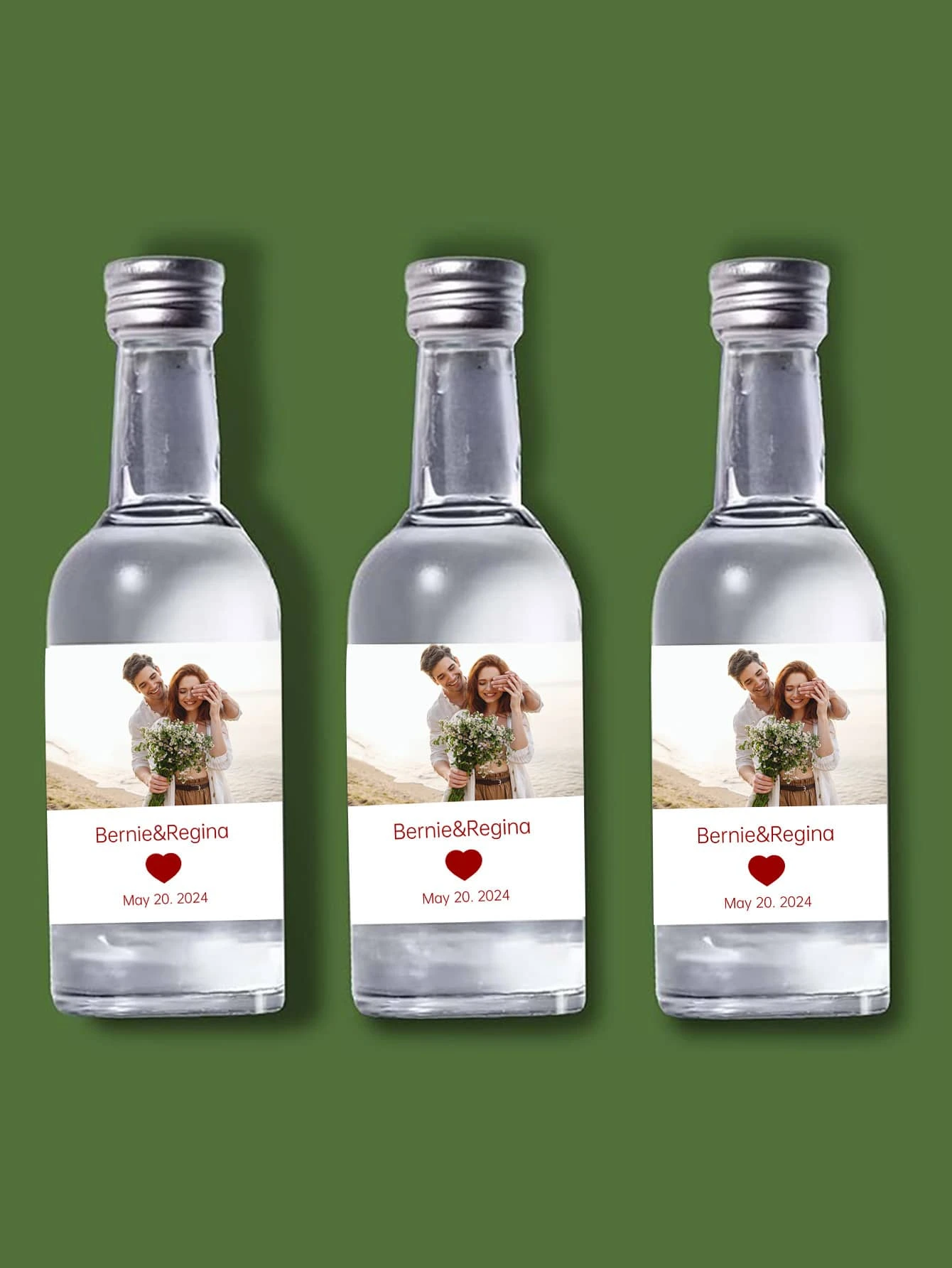 16 قطعة صور مخصصة زجاجة النبيذ تسميات زوجين اسم تاريخ ملصقات ديكور الزفاف هدايا له أمي أبي عيد الحب #4