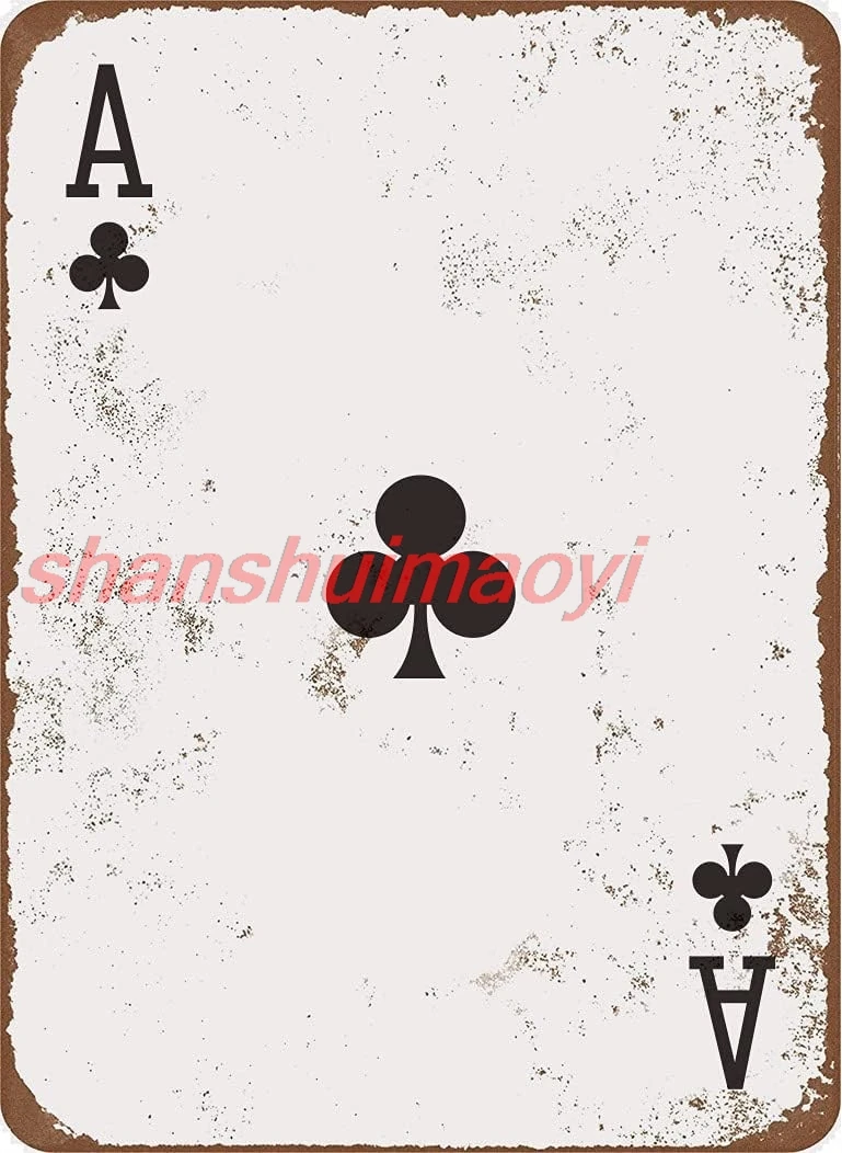 Eveokoki Metal Sign 8 x 12inches - Ace of Clubs Retro Poker Man Cave Vintage Look Tin Sign Wall Decoration Bar Cafe Home De sign